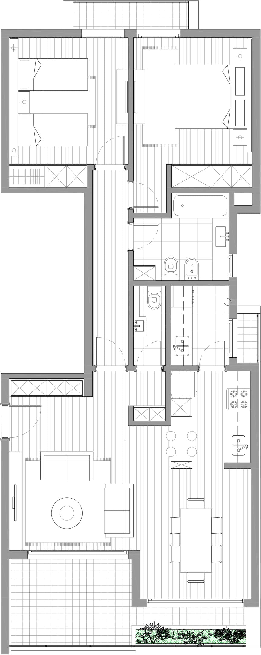Plano departamento DEPTO A — Edificio MERCED, Pergamino